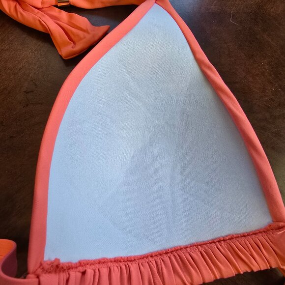 Lauren Ralph Lauren Women Bright Sz 4 Orange Bikini Triangle Swim Ladies Junior - Picture 8 of 16